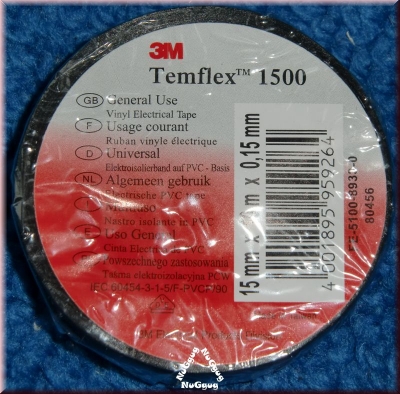 3M Temflex 1500 Universal, 10 Meter x 15 mm x 0,15 mm, schwarz