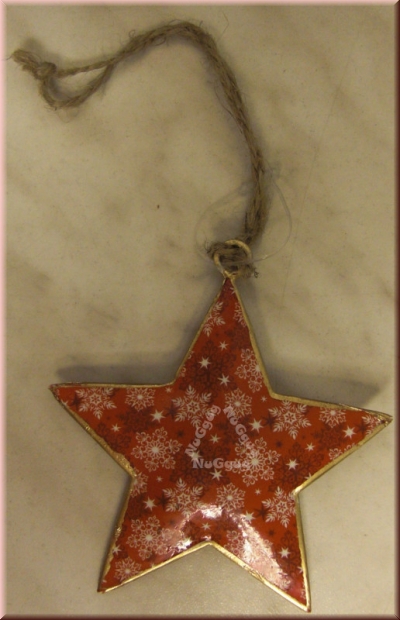 Deko Anhänger, "Stern", rot, Metall, Weihnachtsanhänger