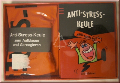 Anti Stress Keule, Box mit Buch und aufblasbarer Anti-Stress-Keule