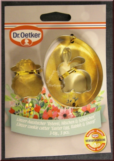 Dr. Oetker Ausstecher Set Ostern, 3-​teilig, Plätzchenausstecher, Ausstecher