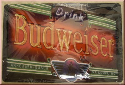3D Blechschild "Drink Budweiser", 30 x 20 cm