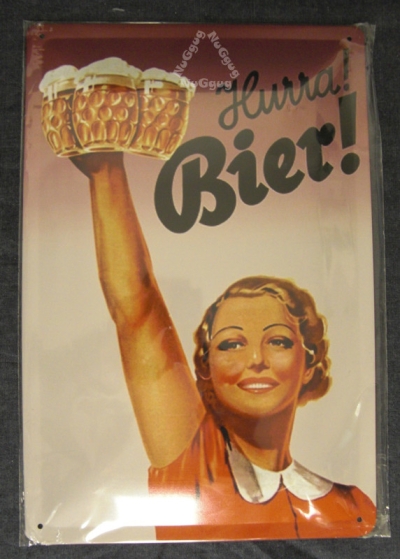 Blechschild "Hurra Bier!" 20 x 30 cm, gewölbt