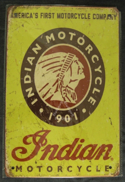 Blechschild "Indian Motorcycle Parking 1901" 20 x 30 cm, Vintage