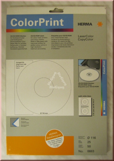 Herma 8683 CD/DVD-Etiketten weiß, 25 Blatt, 50 Etiketten