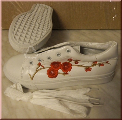 Fashion Sneaker mit Blumenstickerei, Größe 36, weiß