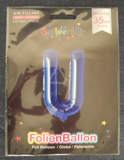 Folienballon Balloonify "U", 35 cm, blau