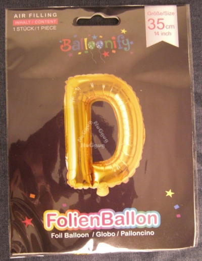 Folienballon Balloonify "D", 35 cm, gold