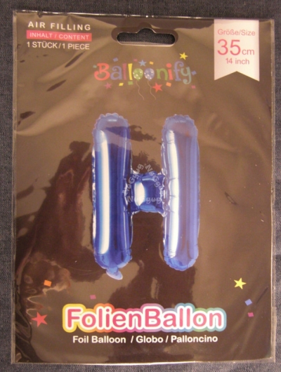 Folienballon Balloonify "H", 35 cm, blau