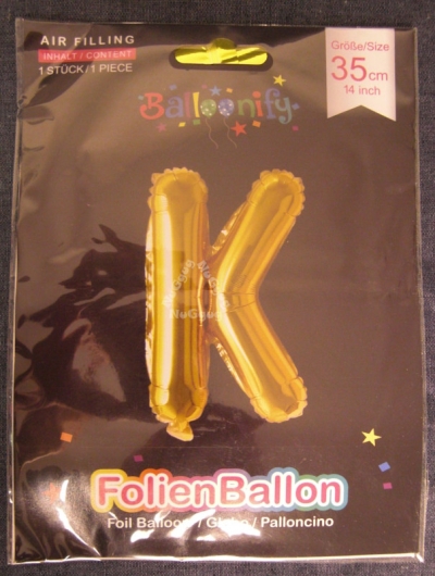 Folienballon Balloonify "K", 35 cm, gold