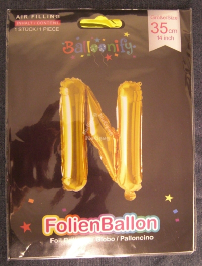 Folienballon Balloonify "N", 35 cm, gold