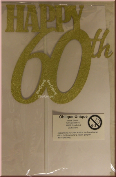 Geburtstagsstecker "Happy 60th", goldfarben