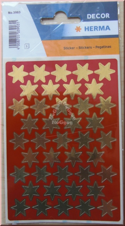 Weihnachtaufkleber Sterne 8 mm, gold, Herma 3903, 3 Bogen