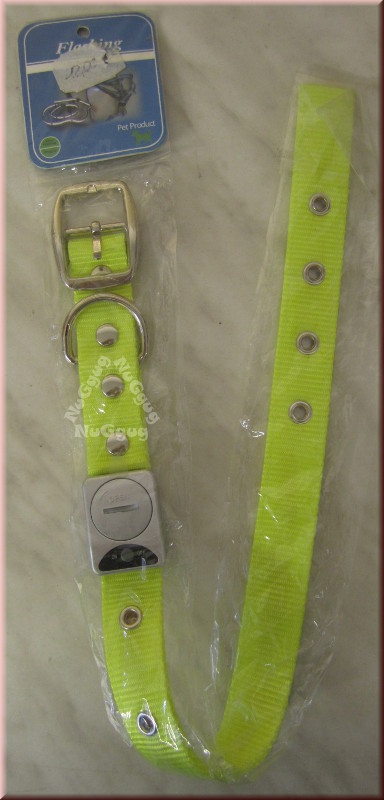 Hunde Halsband LED, neongelb, 41-50 cm