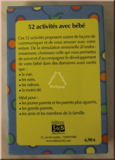 Kartenspiel 52 activite's avec be'be', französisch