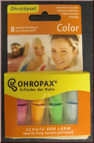 Ohropax Color, Schaumstoff Gehörschutz Stöpsel, 8 Stück