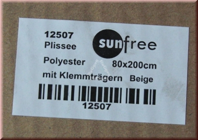 sunfree 12507, Klemmfix Plissee, beige, 80 x 200 cm, mit Klemmträgern