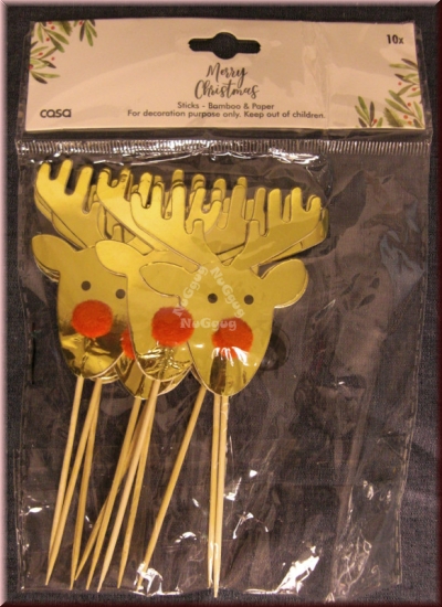Spiesschen "Merry Christmas", Bamboo Sticks, 13 cm lang, 10 Stück