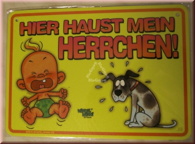 Windel Winni Schild "Hier haust mein Herrchen!", 10,5 x 15,0 cm