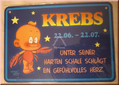 Windel Winni Schild "Krebs 22.06. - 22.07....", 10,5 x 15,0 cm