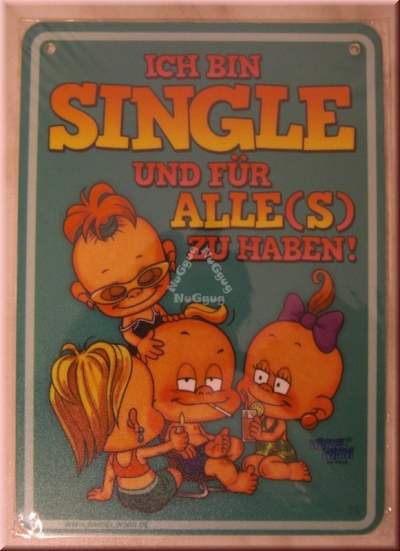 Windel Winni Schild "Ich bin Single und....", 10,5 x 15,0 cm