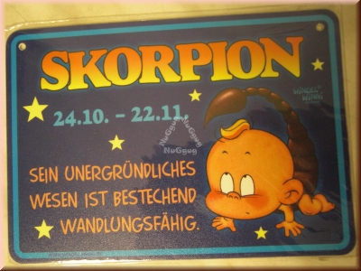 Windel Winni Schild "Skorpion 24.10. - 22.11....", 10,5 x 15,0 cm