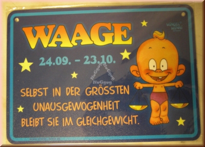 Windel Winni Schild "Waage 24.09. - 23.10....", 10,5 x 15,0 cm
