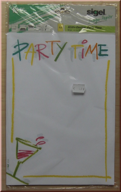 Motivpapier "Party Time", A4, DP 431 von sigel, 12 Blatt, 80g/m², Druckerpapier, Designpapier