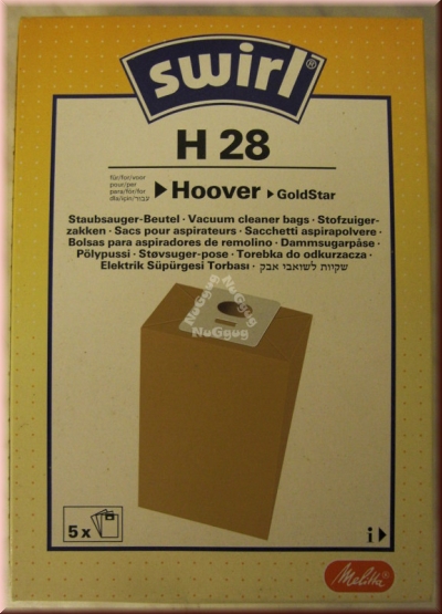 Staubsaugerbeutel Swirl H 28 für Hoover/GoldStar, 5 Stück