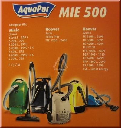 Staubsaugerbeutel AquaPur MIE 500 für Miele/Hoover, 7 Stück + 2 Filter