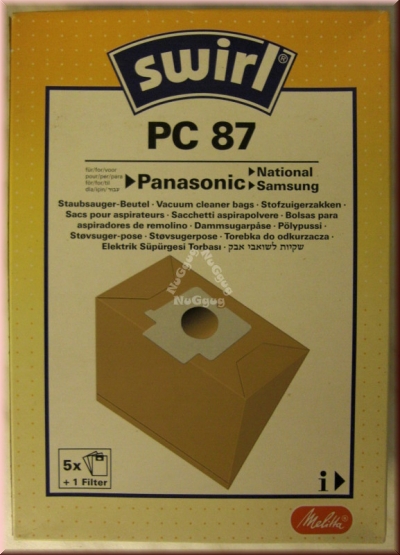 Staubsaugerbeutel Swirl PC 87 für Panasonic/National/Samsung, 5 Stück