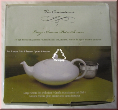 Tea Connaisseur, große Aromakanne mit Sieb und Deckel, weiß, Teekanne