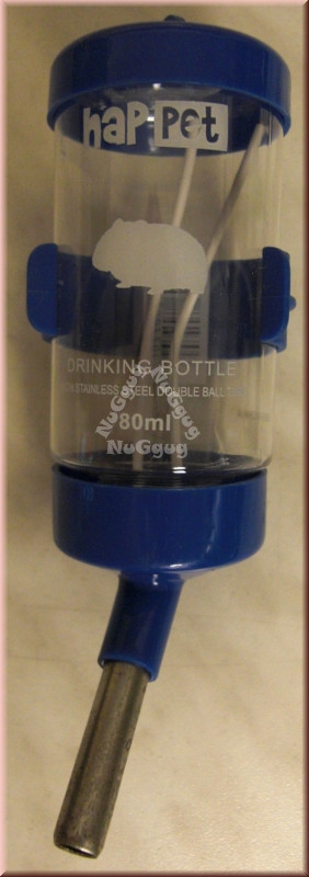 Hamstertränke, Nager Trinkflasche, 80 ml, blau, happet