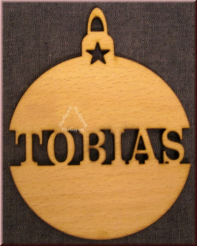 Weihnachtsanhänger Kugel, "Tobias", Holz