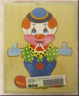 Ankleidepuzzle Clown Friedo, Holzpuzzle, 32-teilig, von Bino