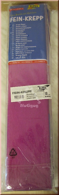 Bastelkrepp pink, 2,5m x 50cm, 10 Lagen, Fein-Krepp, Krepp-Papier, von folia