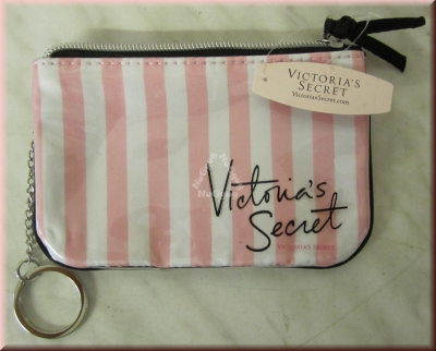 Victoria's Secret Gelbörse, Kosmetikbeutel, Schlüsselmäppchen, Pink und Weiß gestreift