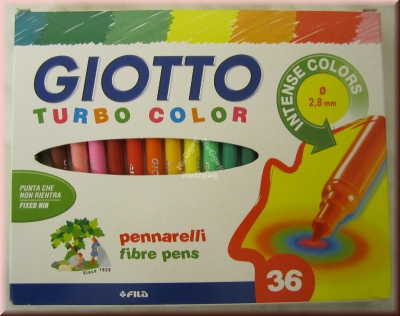 Giotto Turbo Color Fasermaler, verschiedene Farben, 36 Stück, Filzstifte