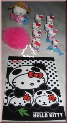 Hello Kitty Set mit 1 Notizblock + 1 Anhänger + 9 Figuren