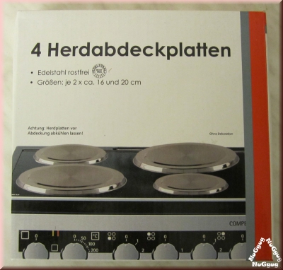 Herdabdeckplatten, Edelstahl, Set mit 4 Stück