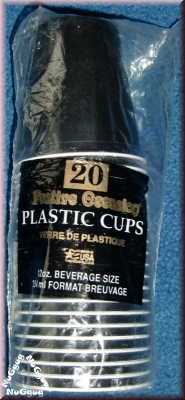 Plastikbecher. Plastic Cup. 354 ml. schwarz. 20 Stück