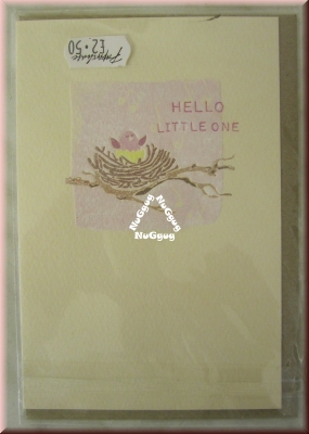 Karte "Hello little one" zur Geburt eines Babys, mit Umschlag