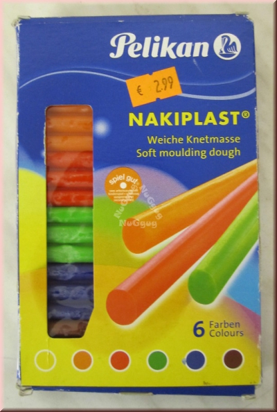Nakiplast, Knete, weiche Knetmasse, 6 Farben, von Pelikan