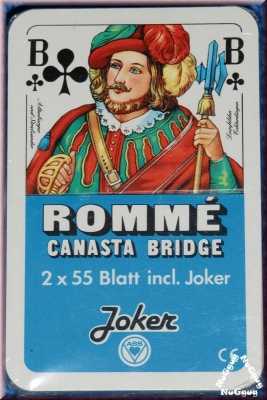 Spielkarten Romme' Canasta Bridge. 1x 55 Blatt inkl. Joker