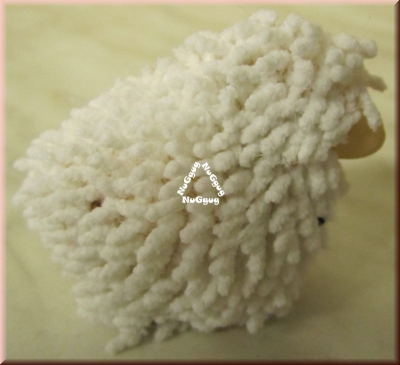 Keramik Schaf "Wuschel" mit weißer Wolle. Osterdekoration