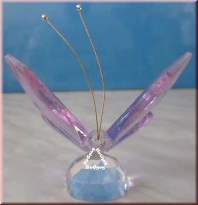 Schmetterling mit lila Flügel. Kristallglas. 7 x 6 x 6 cm