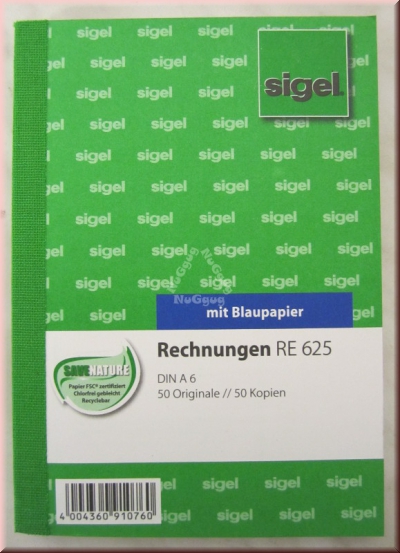 Rechnungsbuch, 2 x 50 Blatt, DIN A6, von Sigel