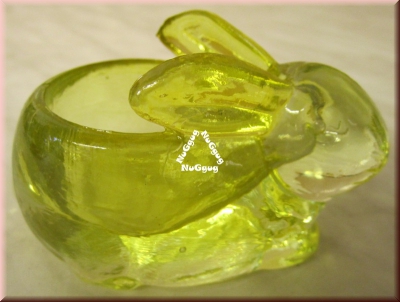 Teelichthalter "Hase", aus Glas, gelb