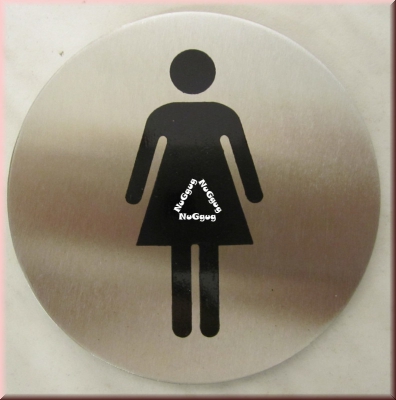 Türschild Edelstahl WC, mit Symbol "Damen", selbstklebend