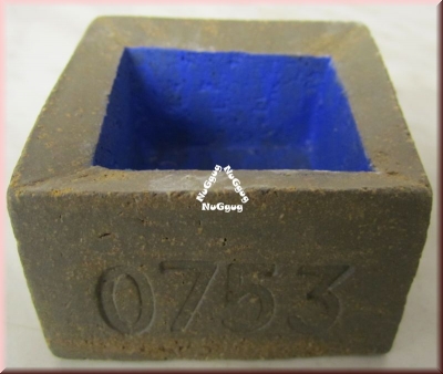 Design Ton-Behälter "0753". getöpfert. eckig. innen blau. 6.2 x 6.2 x 4 cm