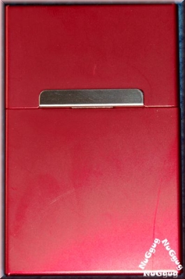 Zigarettenbox Alu mit Magnetverschluß. rot